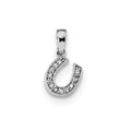 Sterling Silver Rhodium-plated CZ Horseshoe Pendant, 16.5 x 7 mm