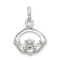 Sterling Silver Polished Claddagh Charm, 22 x 14.5 mm
