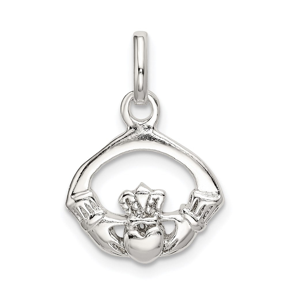 Sterling Silver Polished Claddagh Charm, 22 x 14.5 mm