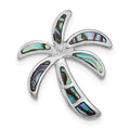 Sterling Silver Rhodium-plated Imitation Abalone Palm Tree Slide, 22 x 19 mm