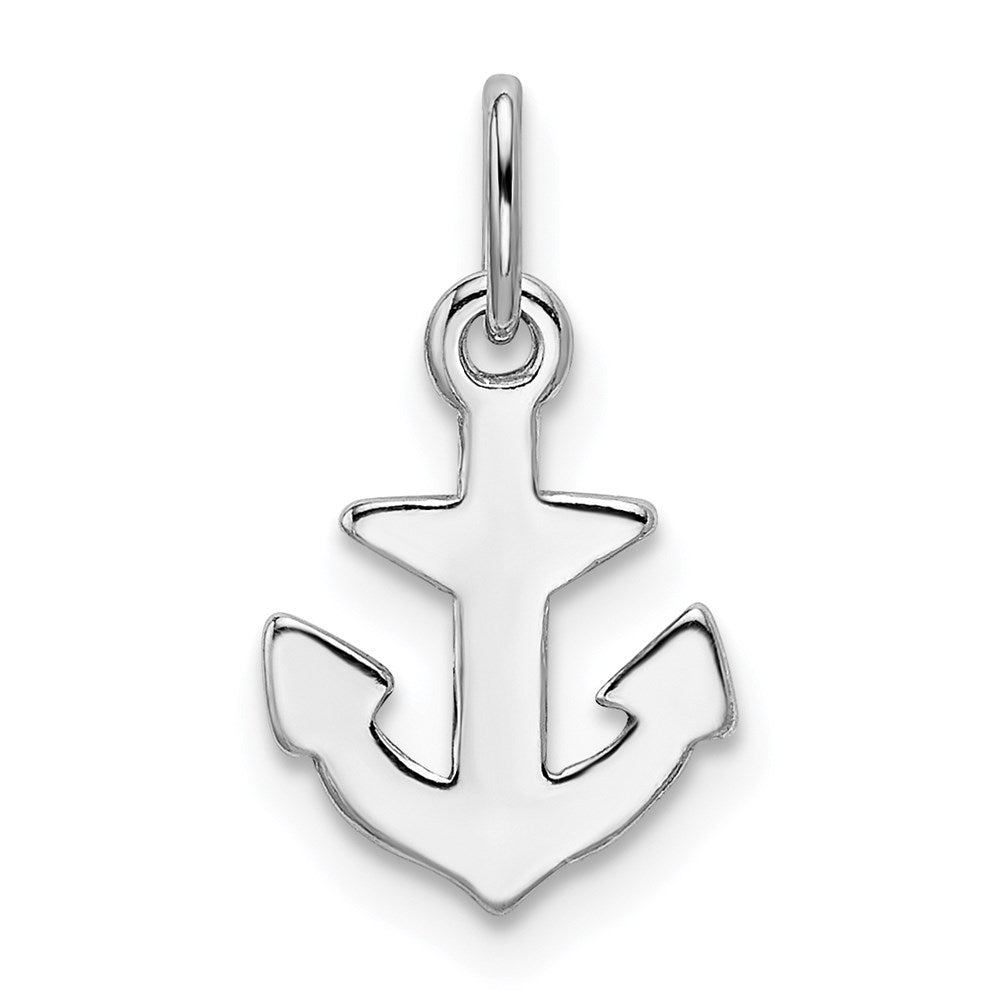 Sterling Silver Rhodium-plated Polished Anchor Charm, 17.5 x 9 mm