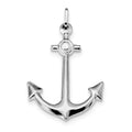 Sterling Silver Rhodium Plated Polished Anchor Charm, 44 x 27 mm