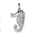 Sterling Silver Black & Clear CZ Seahorse Pendant, 28 x 13.5 mm