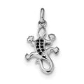 Sterling Silver Rhodium-plated Polished w/Black CZ Lizard Pendant, 25 x 12.5 mm