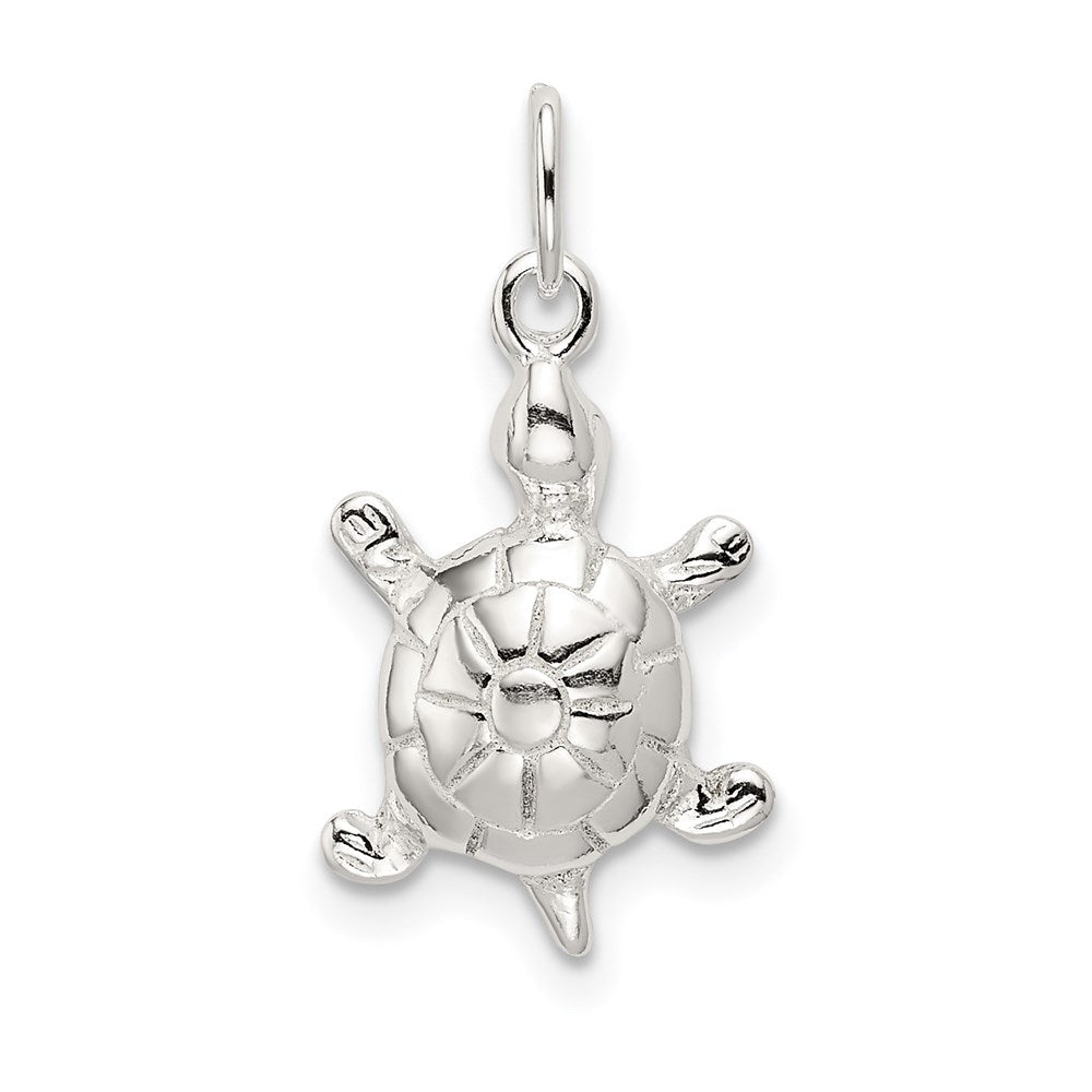 Sterling Silver Polished Turtle Charm, 23 x 11 mm