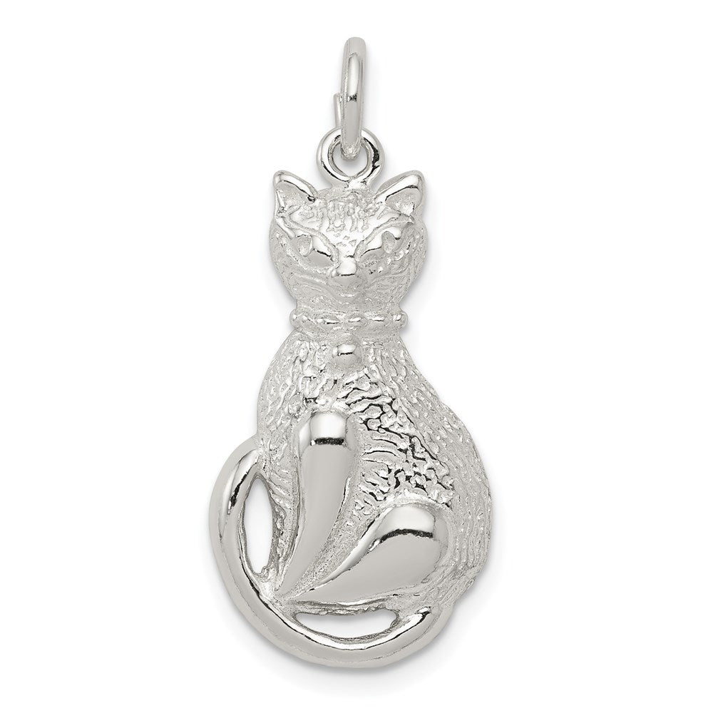 Sterling Silver Cat Charm, 27 x 14 mm