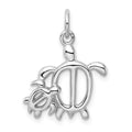 Sterling Silver Rhodium-plated Turtles Pendant, 24.5 x 9 mm
