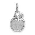Sterling Silver Rhod-plated Polished Enamel & Glitter Fabric Apple Charm, 21 x 10 mm