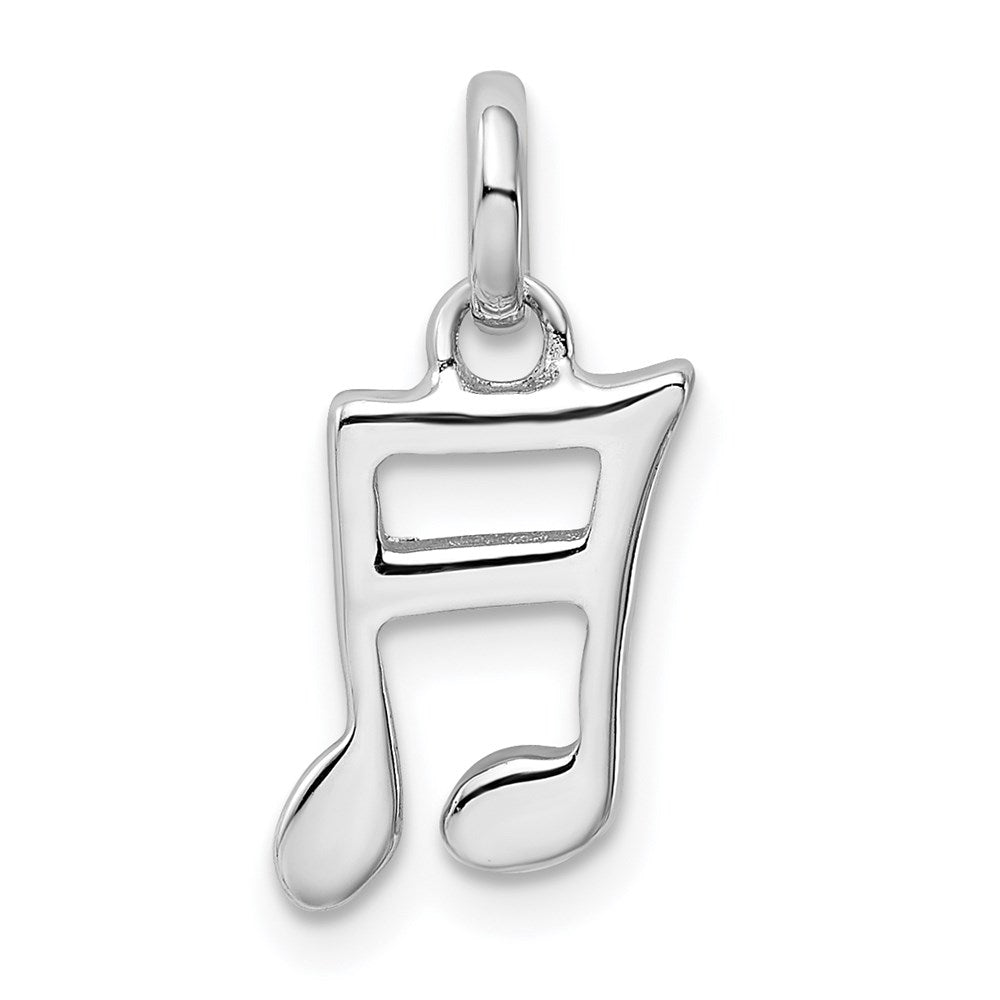 Sterling Silver Rhodium-plated Music Note Pendant, 16.75 x 8.2 mm