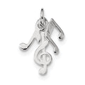 Sterling Silver Rhod-plated Polished Music Notes Charm, 21.4 x 6 mm