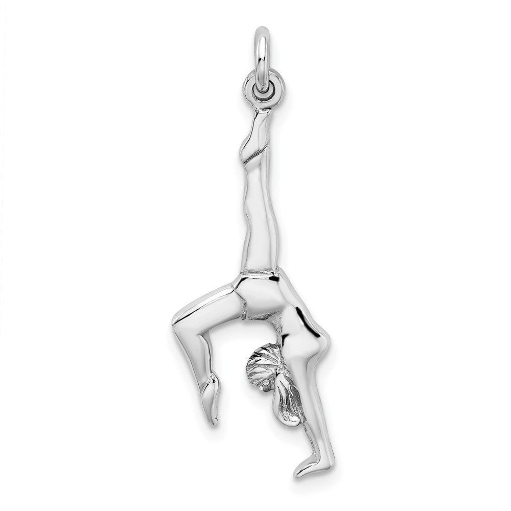 Sterling Silver Rhodium-plated Polished Gymnast Pendant, 31 x 11.05 mm