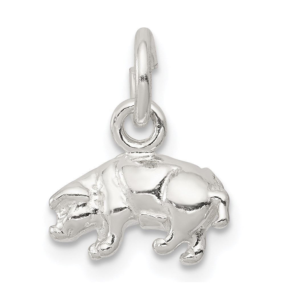 Sterling Silver Pig Charm, 10 x 11 mm