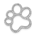 Sterling Silver Rhodium-plated CZ Paw Print Slide, 20 x 21.5 mm