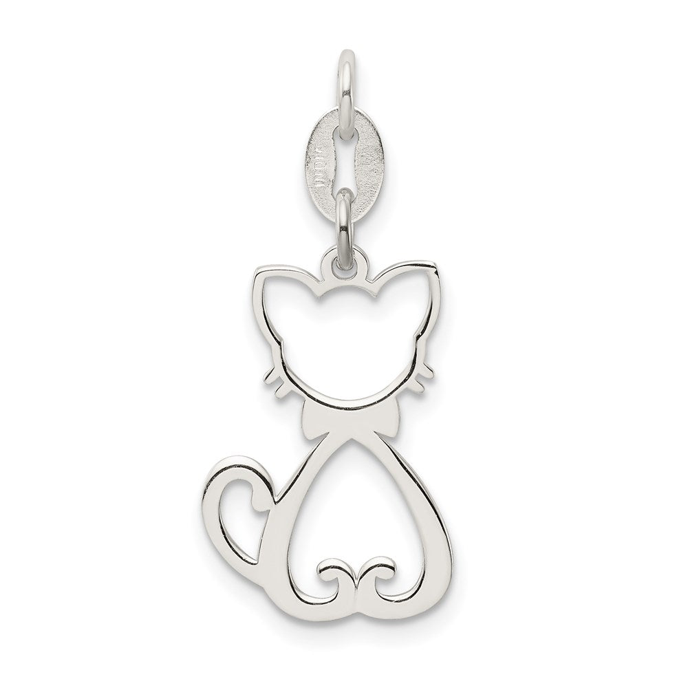 Sterling Silver Polished Cat Charm, 22.5 x 12.8 mm