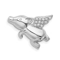 Sterling Silver Rhodium-plated Polished w/CZ Flying Pig Chain Slide, 15.5 x 19.35 mm