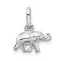 Sterling Silver Rhodium Plated Polished Elephant Charm, 14 x 12.45 mm