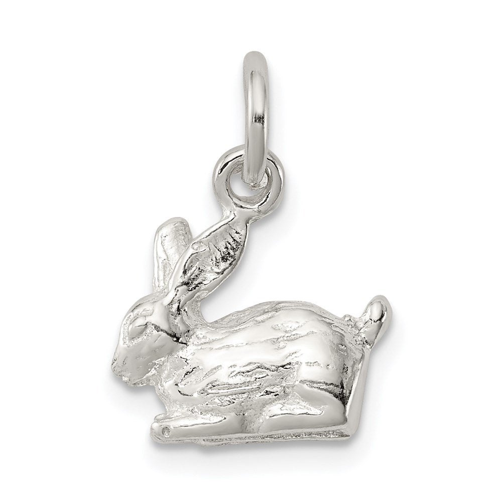 Sterling Silver 3-D Rabbit Charm, 12 x 12 mm