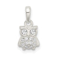 Sterling Silver CZ Owl Pendant, 15.5 x 7 mm