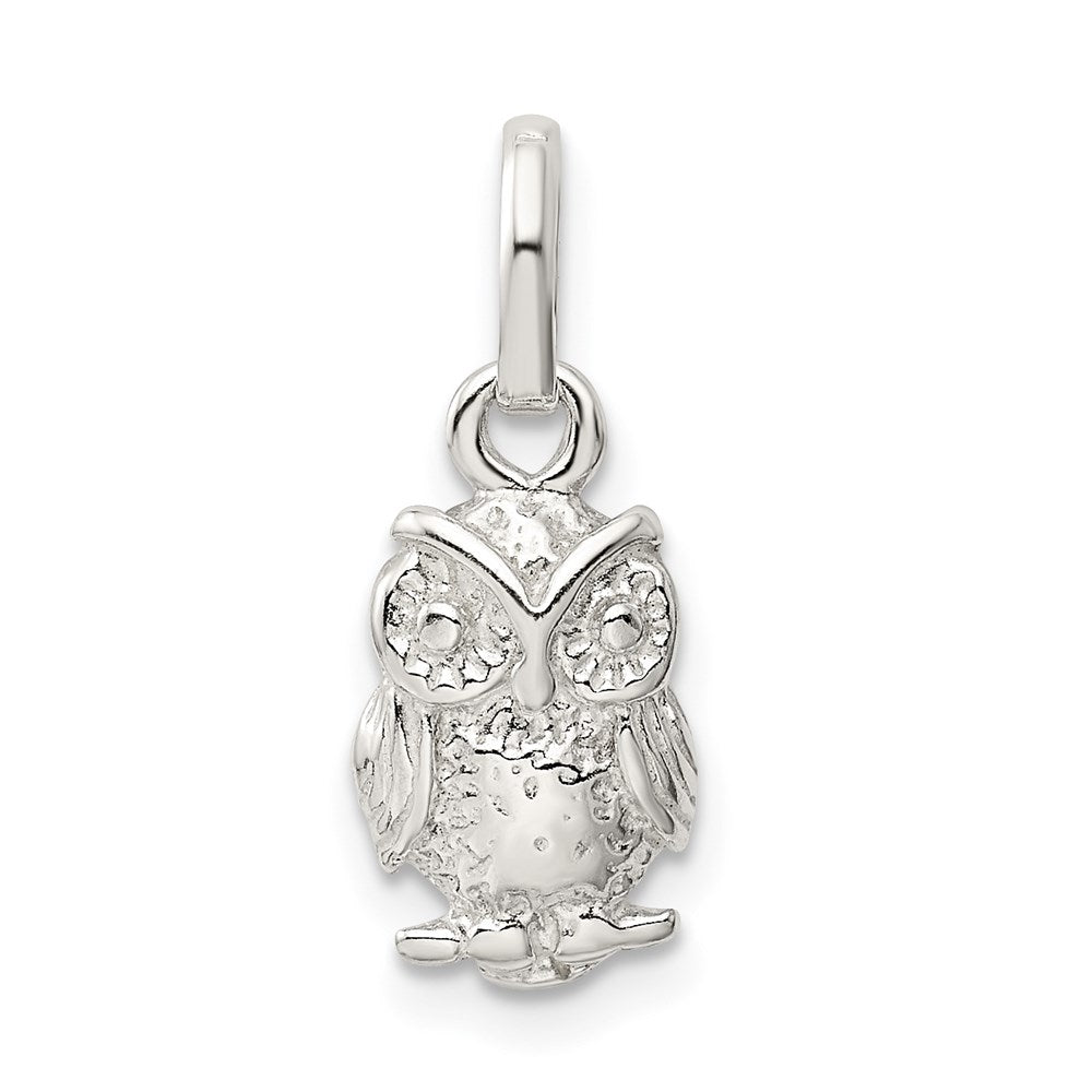 Sterling Silver Polished Owl Charm, 21 x 8 mm