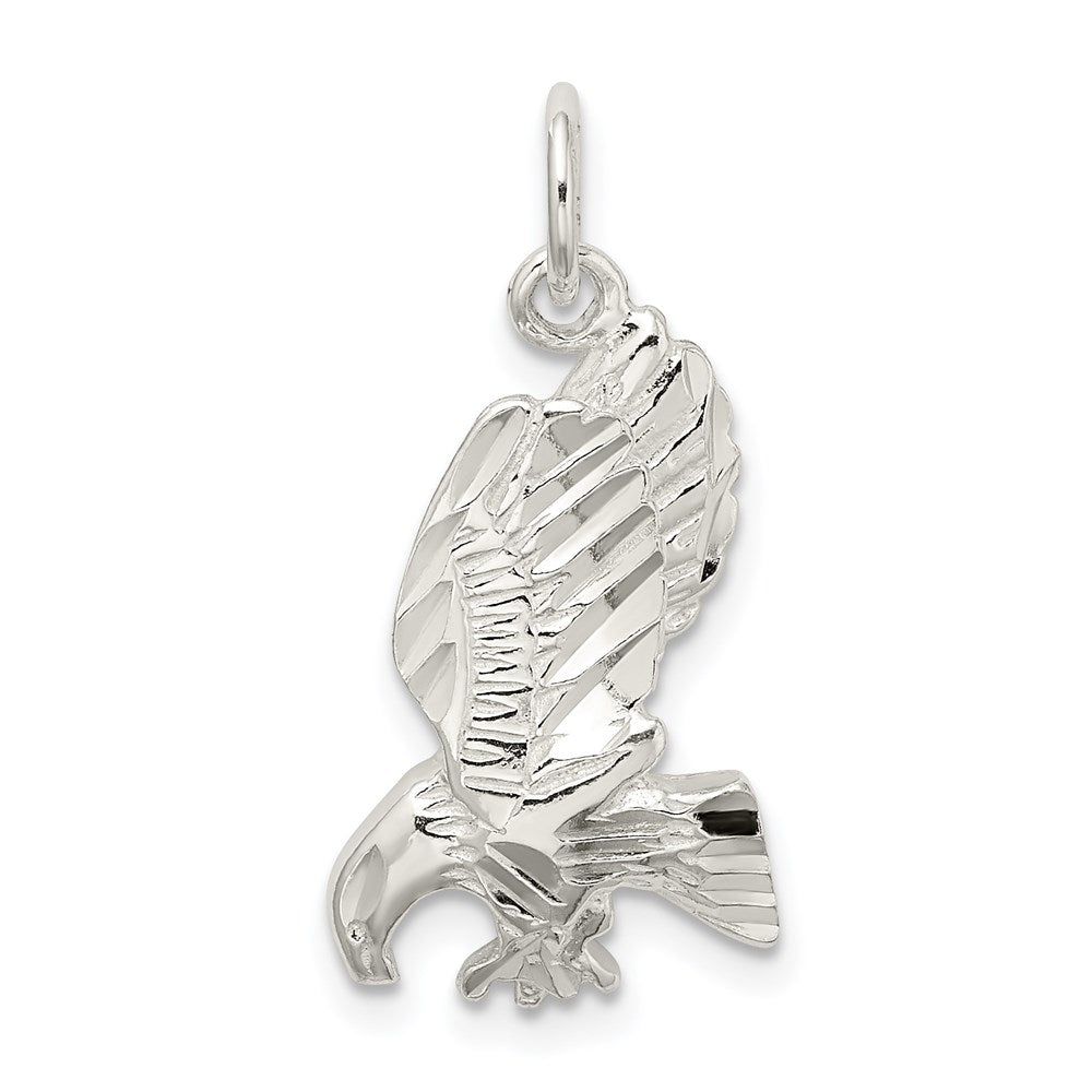 Sterling Silver Polished and Diamond-cut Eagle Pendant, 26 x 12 mm