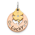 Sterling Silver Rose-tone CZ Four Leaf Clover Pendant, 21 x 13 mm
