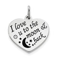 Sterling Silver Polish/Enamel CZ To The Moon Pendant, 19 x 15 mm