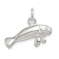 Sterling Silver Manatee Charm, 12 x 22 mm