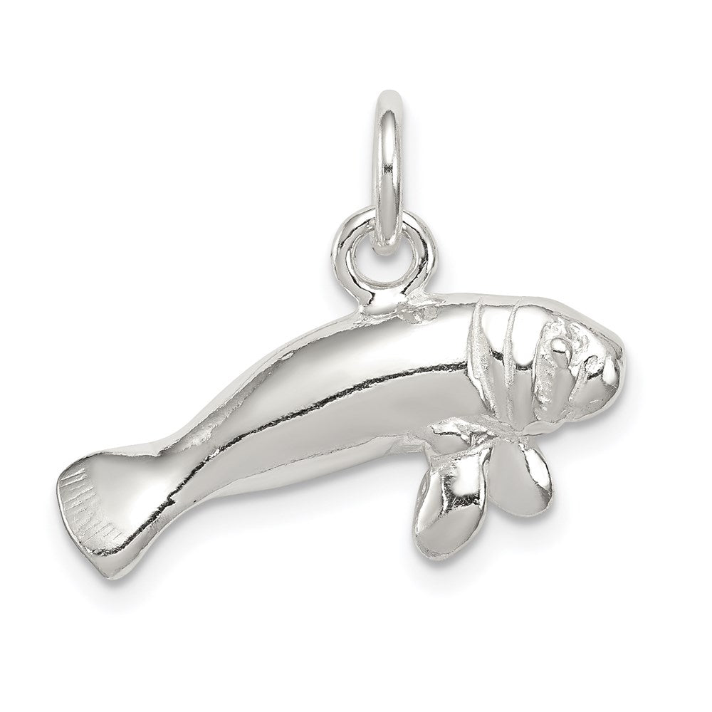 Sterling Silver Manatee Charm, 12 x 22 mm