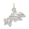 Sterling Silver Dolphins Charm, 24 x 24 mm