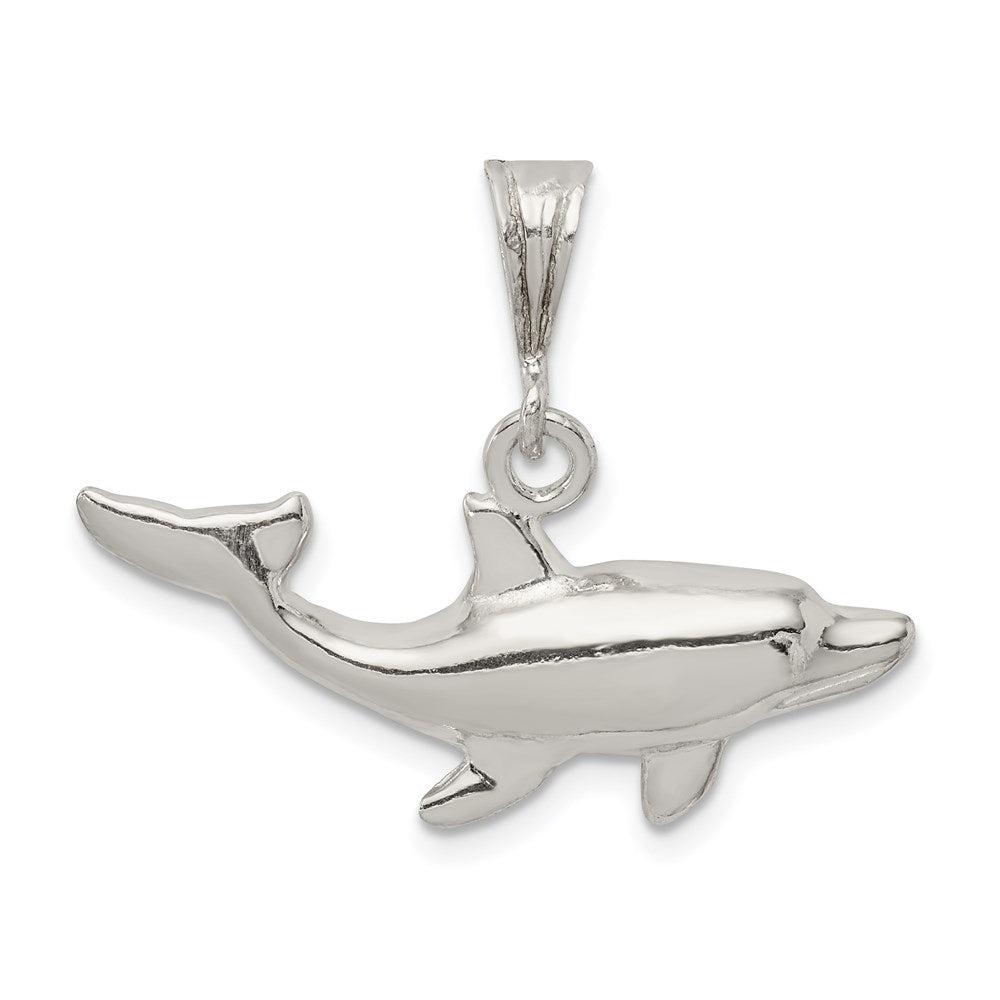 Sterling Silver Dolphin Charm, 25 x 30 mm