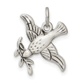 Sterling Silver Antiqued Diamond-Cut Bird Pendant, 17.8 x 16.5 mm