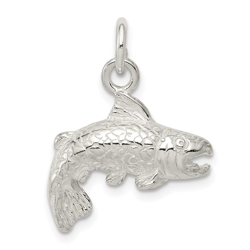 Sterling Silver Fish Charm, 19 x 18 mm