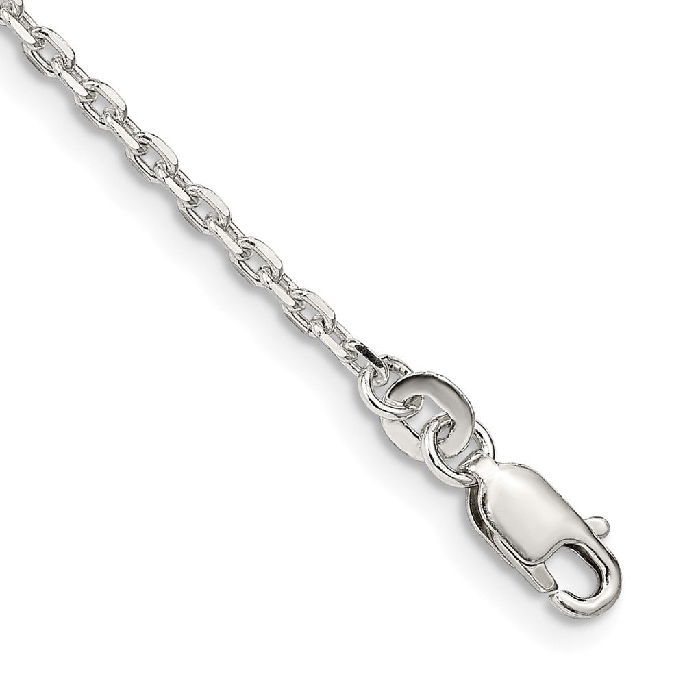 Sterling Silver 2mm Beveled Oval Cable Chain, 7 x 2 mm