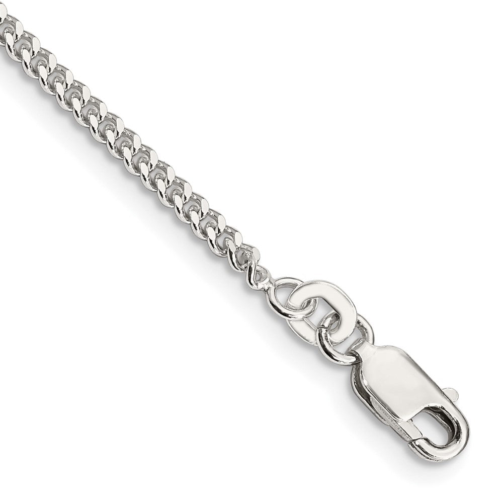 Sterling Silver 2mm Curb Chain Anklet, 9 x 2 mm