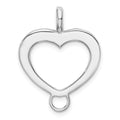 Amore La Vita Sterling Silver Rhodium-plated Polished Open Heart Charm Carrier Pendant, 29 x 19 mm