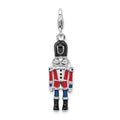 Amore La Vita Sterling Silver Rhodium-plated Polished 3-D Enameled Nut Cracker Charm with Fancy Lobster Clasp, 32 x 10 mm
