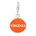 Amore La Vita Sterling Silver Rhodium-plated Polished Enameled University of Virginia Charm with Fancy Lobster Clasp, 18 x 16 mm