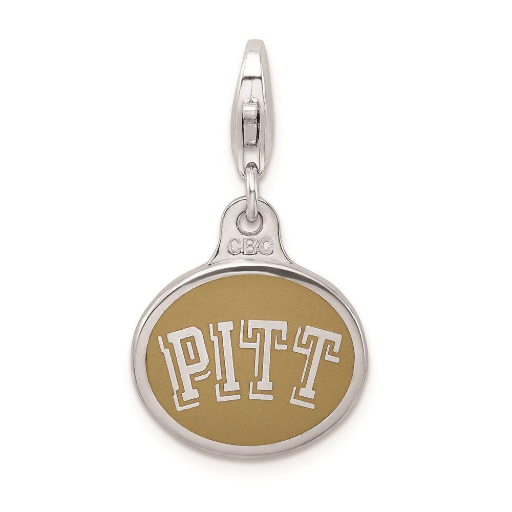 Sterling Silver Enamel Univ. of Pittsburgh w/ Lobster Clasp Charm, 18 x 16 mm