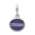 Amore La Vita Sterling Silver Rhodium-plated Polished Enameled University of Connecticut Charm with Fancy Lobster Clasp, 18 x 16 mm