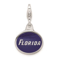 Amore La Vita Sterling Silver Rhodium-plated Polished Enameled University of Florida Charm with Fancy Lobster Clasp, 18 x 16 mm