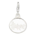 Amore La Vita Sterling Silver Rhodium-plated Polished Enameled University of Nebraska Charm with Fancy Lobster Clasp, 18 x 16 mm