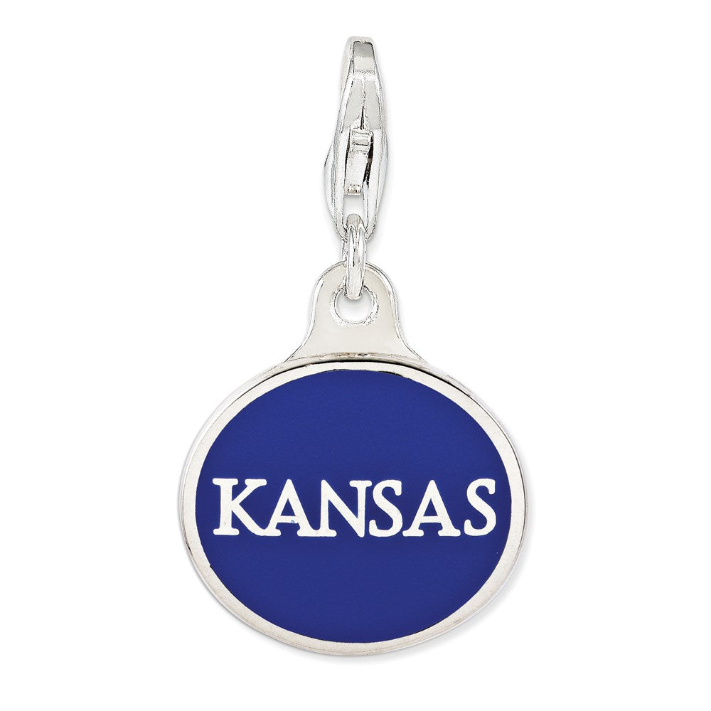 Sterling Silver Enamel Univ. of Kansas w/ Lobster Clasp Charm, 18 x 16 mm