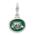 Amore La Vita Sterling Silver Rhodium-plated Polished Enameled Ohio University Charm with Fancy Lobster Clasp, 18 x 16 mm