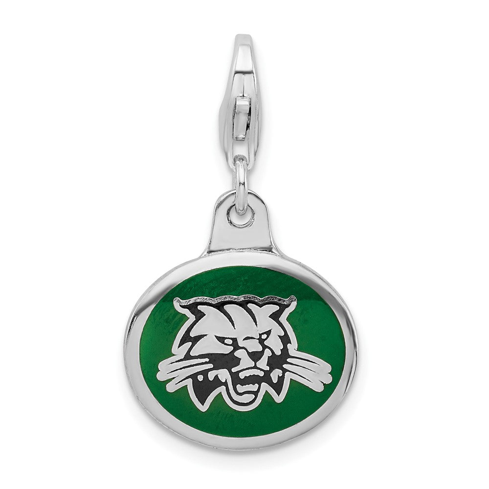 Amore La Vita Sterling Silver Rhodium-plated Polished Enameled Ohio University Charm with Fancy Lobster Clasp, 18 x 16 mm