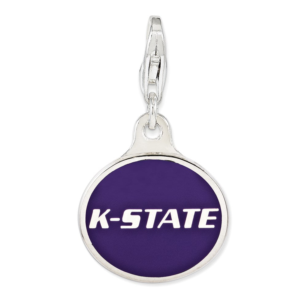 Sterling Silver Enamel Kansas State Univ. w/ Lobster Clasp Charm, 18 x 16 mm