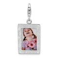 Amore La Vita Sterling Silver Rhodium-plated Polished Picture Frame Charm with Fancy Lobster Clasp, 33.8 x 14.95 mm