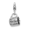 Amore La Vita Sterling Silver Rhodium-plated Polished 3-D Baby Cup Charm with Fancy Lobster Clasp, 32 x 11 mm