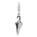 Sterling Silver Rhodium-plated 3-D Enameled & CZ Parasol w/Lobster Clasp Charm, 32.5 x 7.8 mm