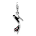 Amore La Vita Sterling Silver Rhodium-plated Polished 3-D Enameled High Heel Charm with Fancy Lobster Clasp, 41 x 14 mm