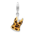 Amore La Vita Sterling Silver Rhodium-plated Polished 3-D CZ Black Yellow Enameled Tank Top Charm with Fancy Lobster Clasp, 39 x 13 mm